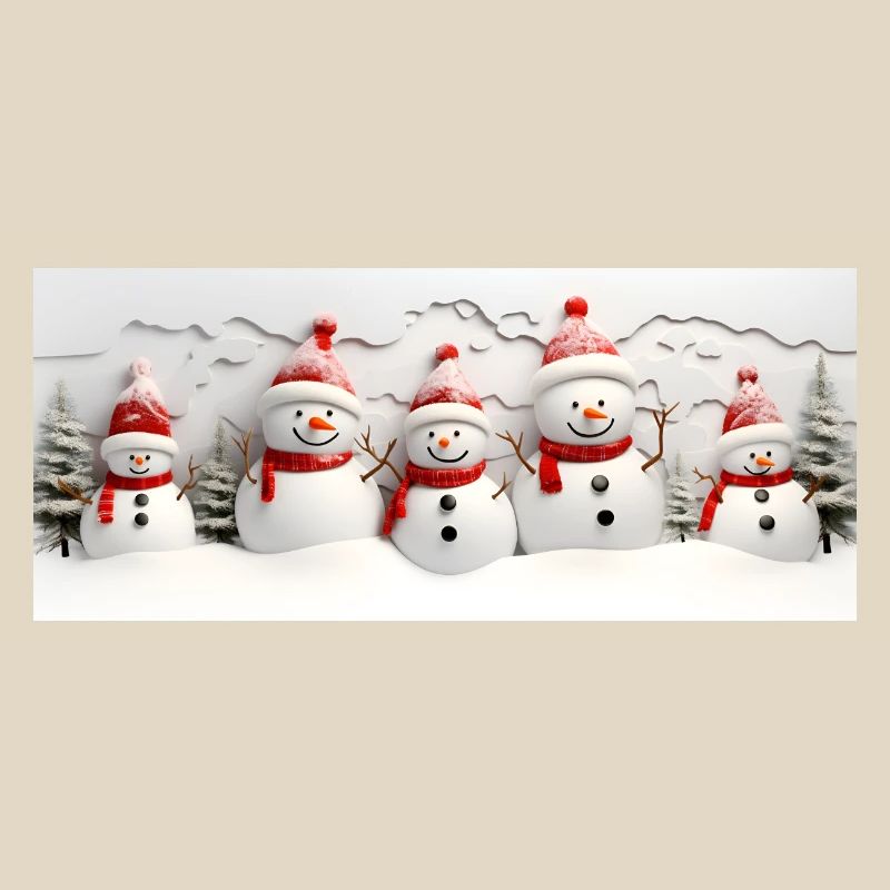 Snowman Set with Fir Trees