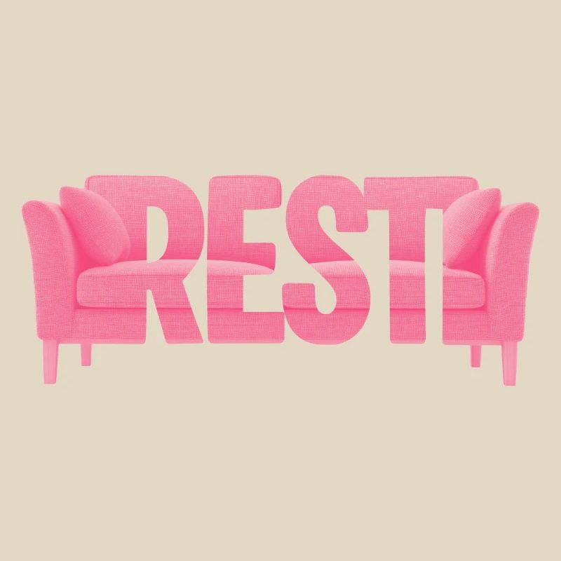 Rest Typography Sofa Pink Design