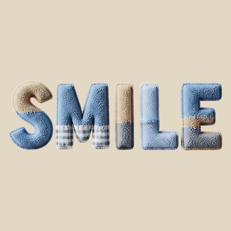 Smile Patchwork Trend Lettering Style Handmade