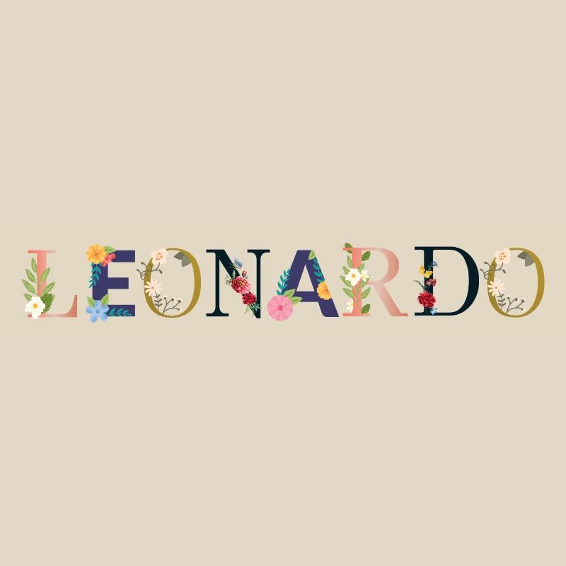 Le nom de LEONARDO décoré de fleurs