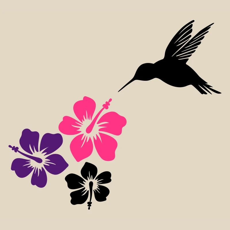 Colibri avec des fleurs d'hibiscus