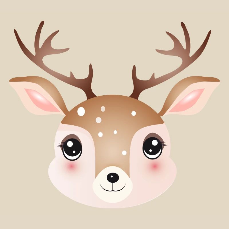 cute deer head in cute comic style