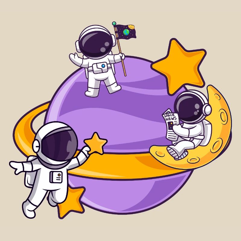 Équipe d’astronautes dans la sphère lunaire spatiale