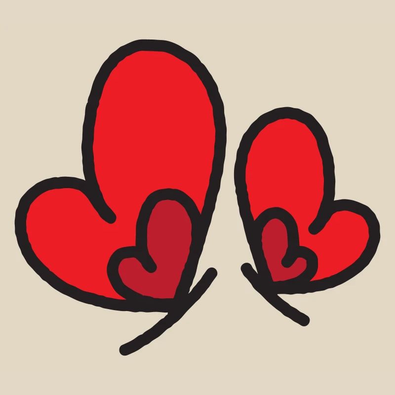 Two Red Hearts Outline