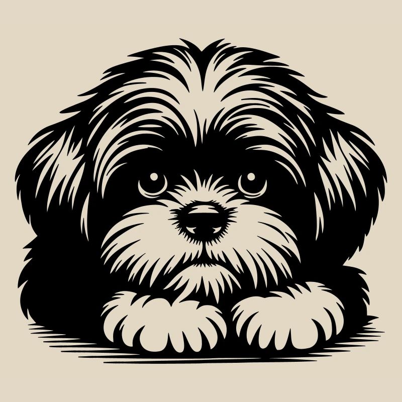 Shih Tzu Head with Paws