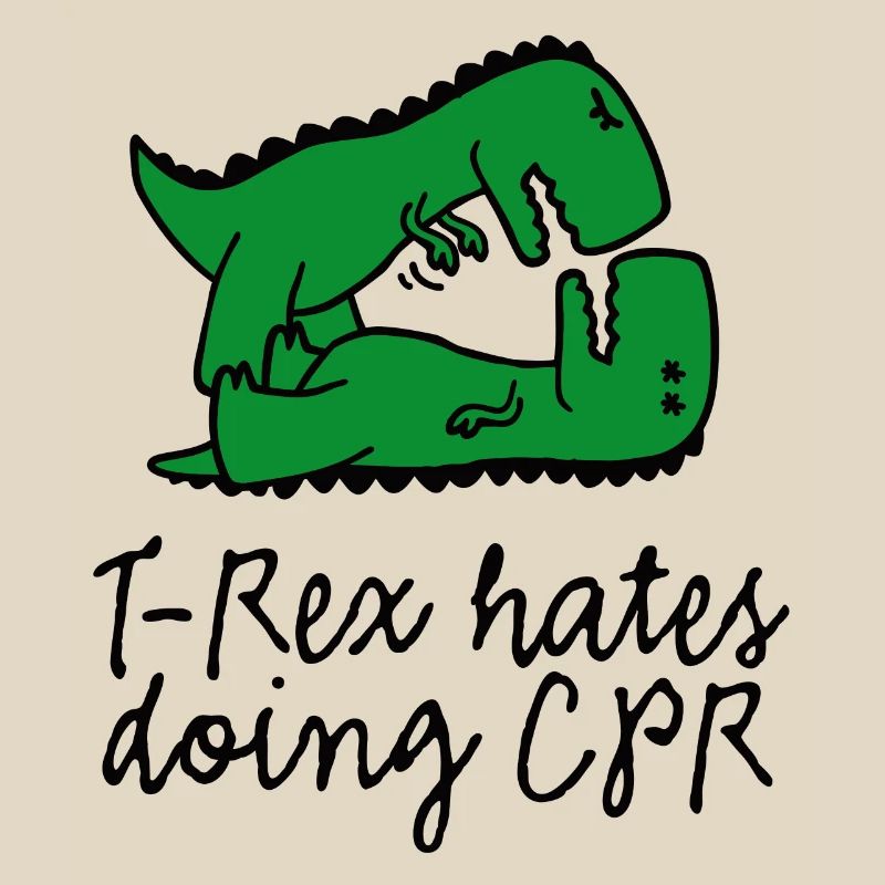T-Rex hates doing CPR first aid instructor