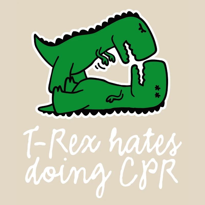 T-Rex hates doing CPR first aid nurse