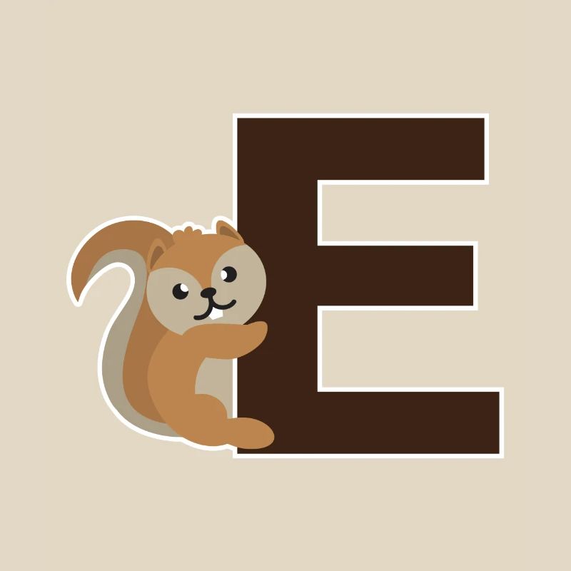 Ein E wie das Eichhörnchen das an dem E hängt