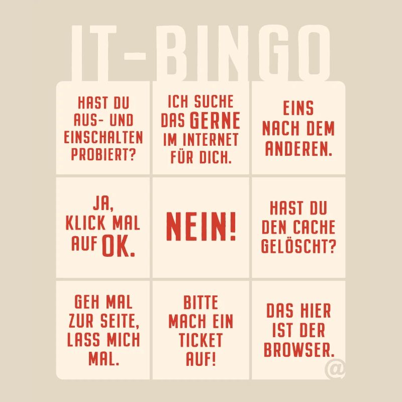 IT Support Bingo Service Desk IT Helpdesk Sysadmin
