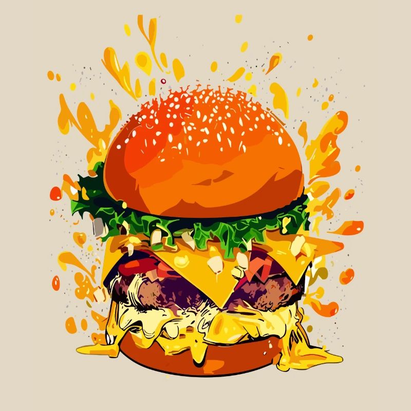 Cheeseburger extravagant avec éclaboussures de fromage