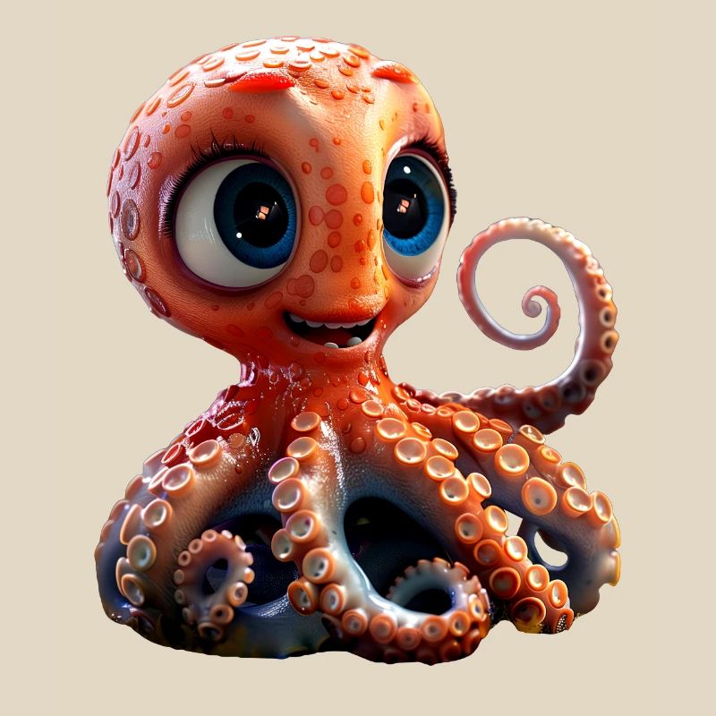 Octopus Small Octopus Cuttlefish Cute Octopus