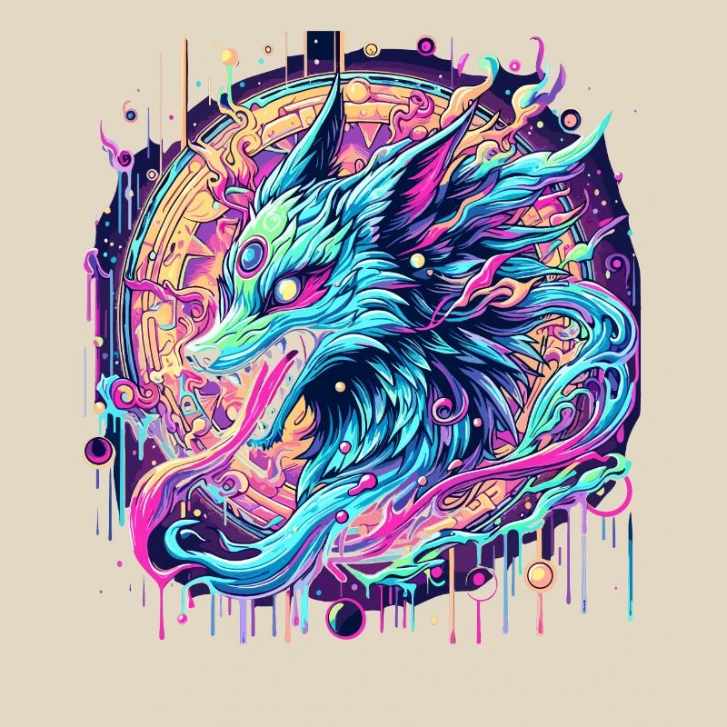 Psychedelic Fox Head Goa Art