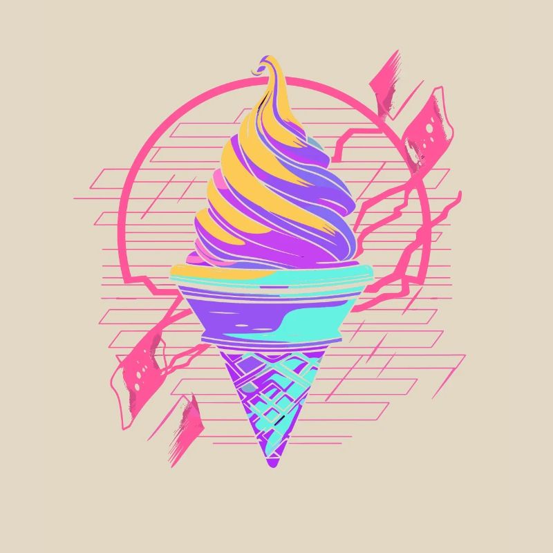 Cornet de crème glacée Synthwave