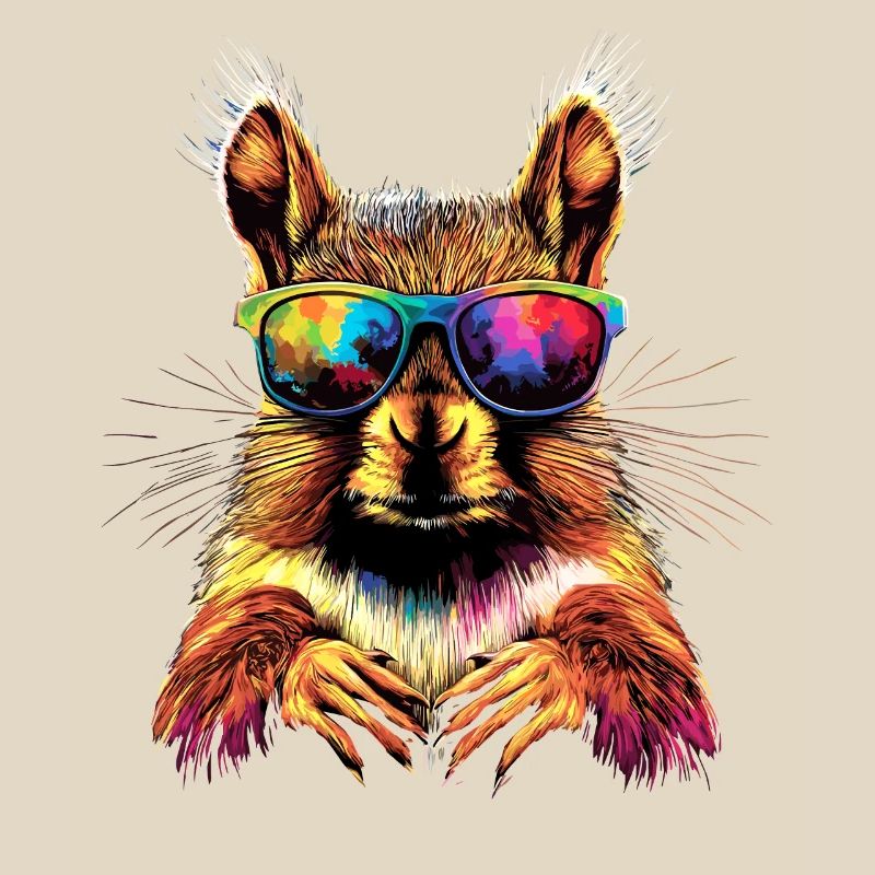 Eichhörnchen Kopfhörer Bunt Popart DJ Eichhörnchen