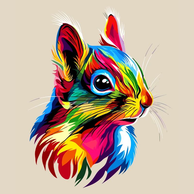 Eichhörnchen Kopfhörer Bunt Popart DJ Eichhörnchen