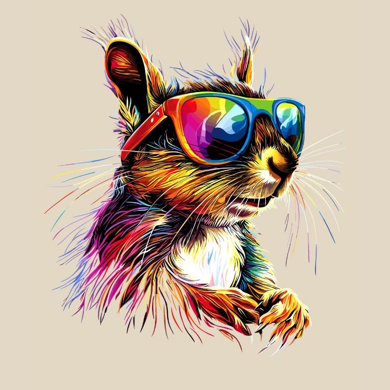 Eichhörnchen Kopfhörer Bunt Popart DJ Eichhörnchen