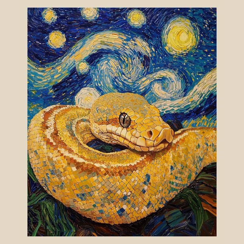 Snake Python Van Gogh Style Starry Night