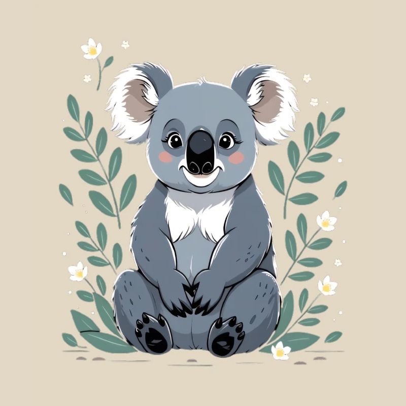 Small koala in a leaf frame