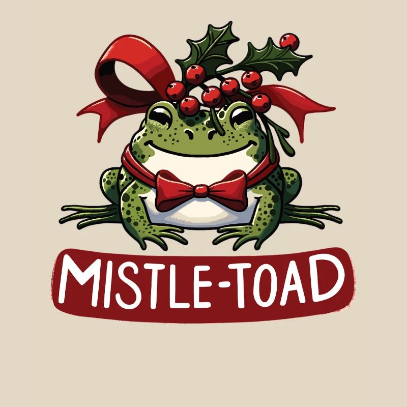 Mistle-Toad Funny Christmas Toad Pun