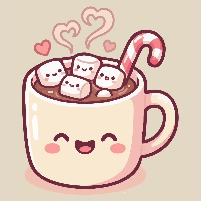Cuddle mug with marshmallows & candy cane