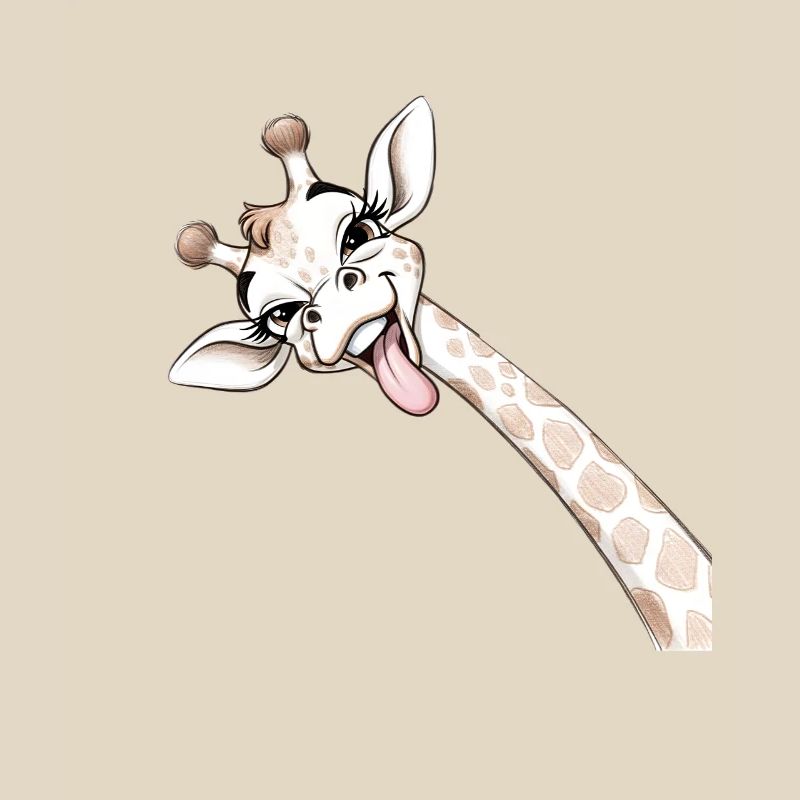Girafe Joyeuse Langue Déployée