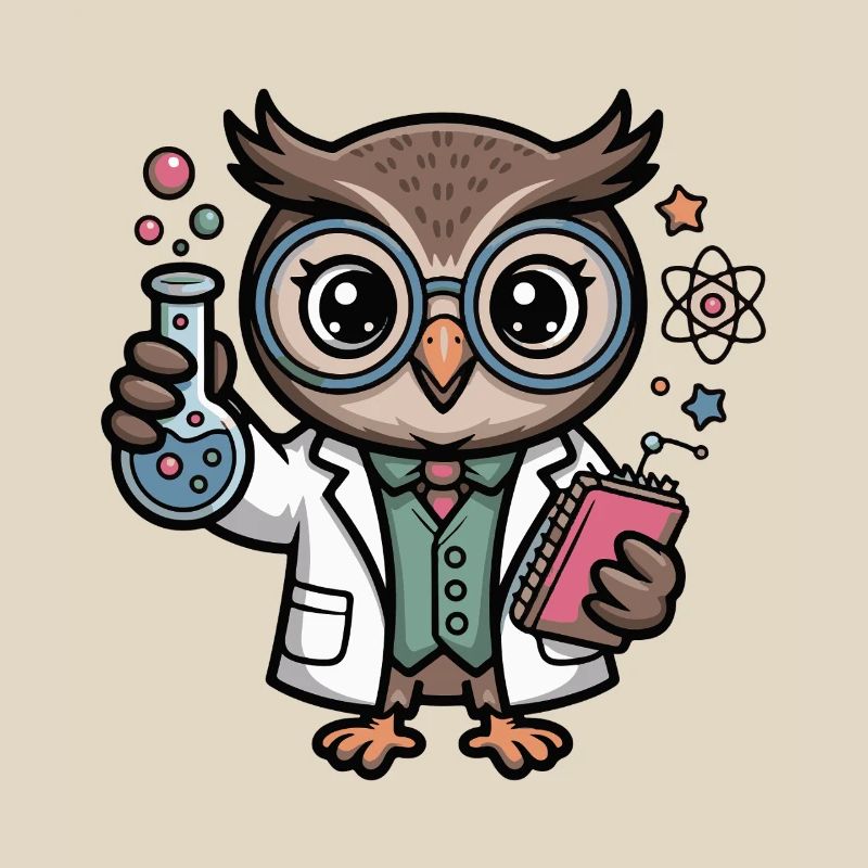 Labor-Eule als Wissenschaftler-Comic