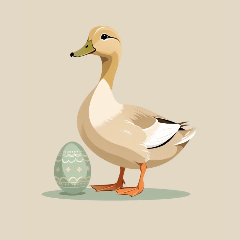 Spring duck with Easter egg
