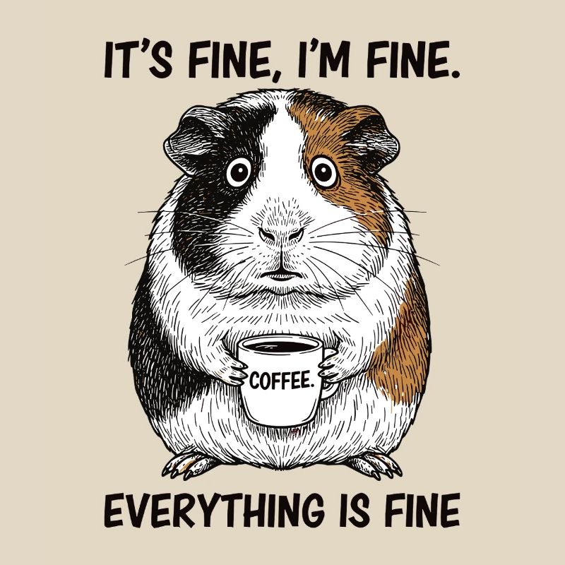 C’est bon, je vais bien café, cochon d’Inde.