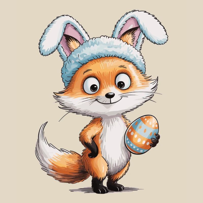 Easter Shirt Fox with Easter Bunny Ears