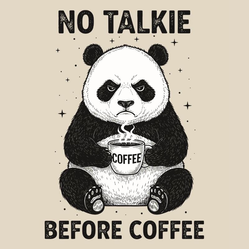 Pas de conversation devant un panda amateur de café