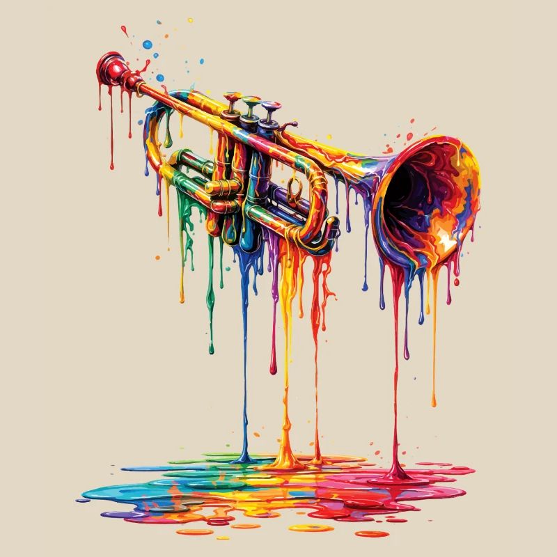Trompette avec de la peinture qui goutte