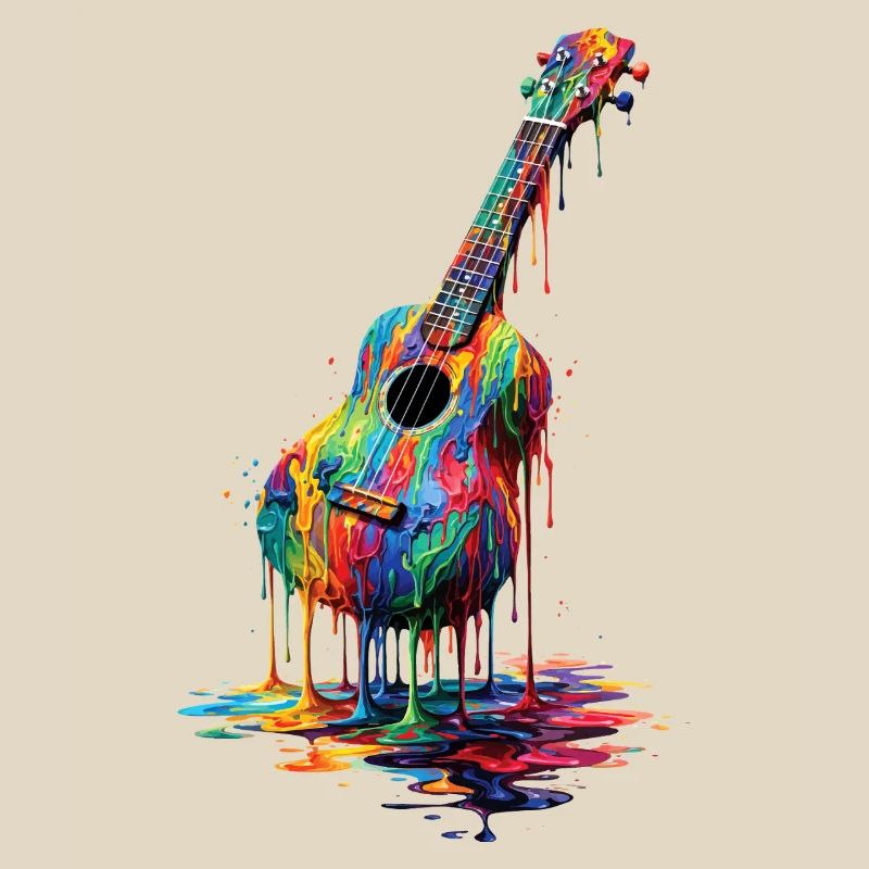 Ukulele mit tropfender Farbe