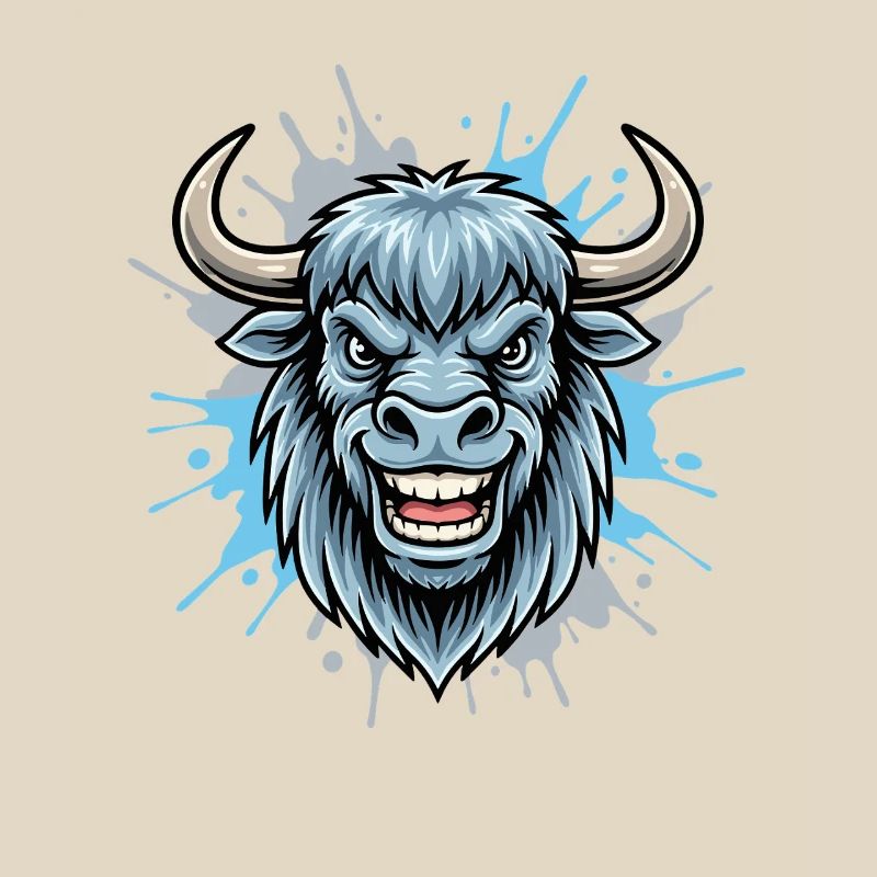Blauer Bison Kopf Spritzer
