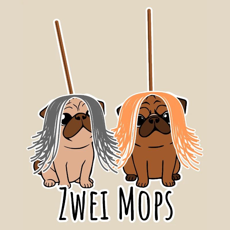 Zwei Mops - Hunde oder Putzgeräte? Hunde Humor?
