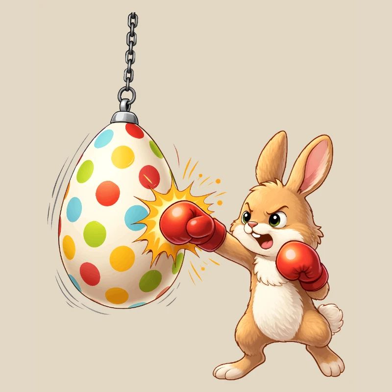 Boxing Easter Bunny with Easter Egg Punching Bag
