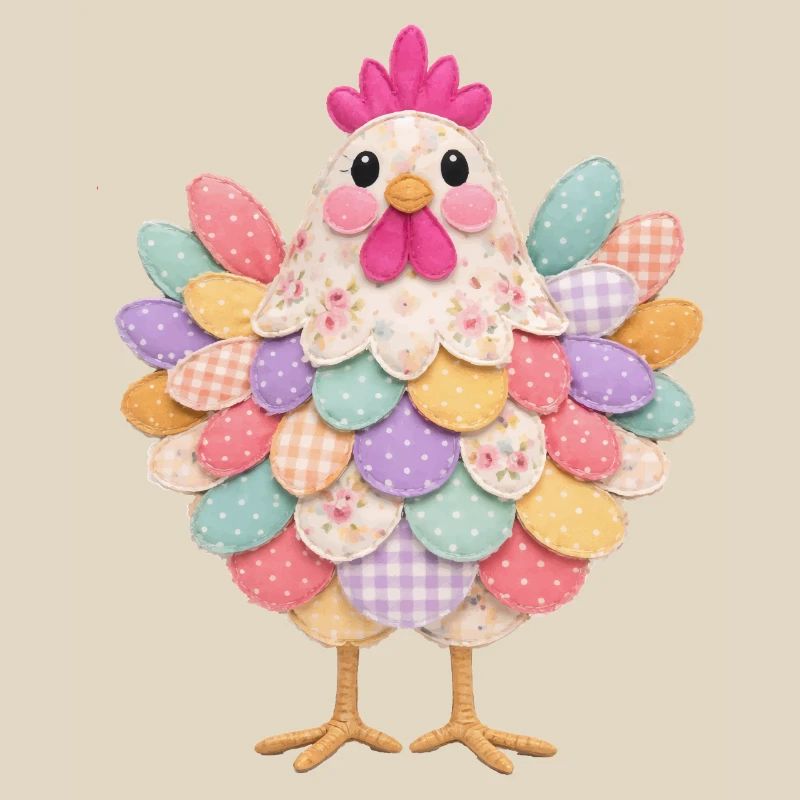 Cute Patchwork Hen Rustic Style