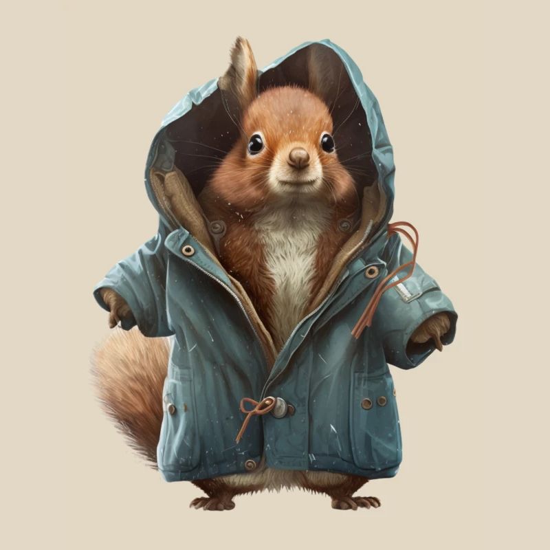 Design with a squirrel wearing a jacket