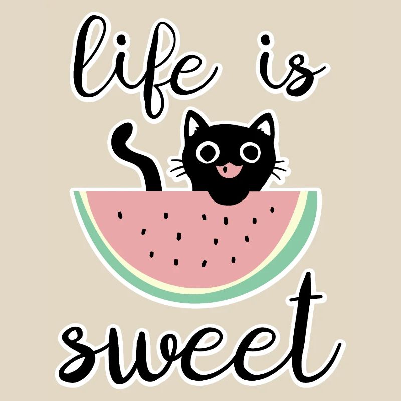 La vie est douce chat avec pastèque