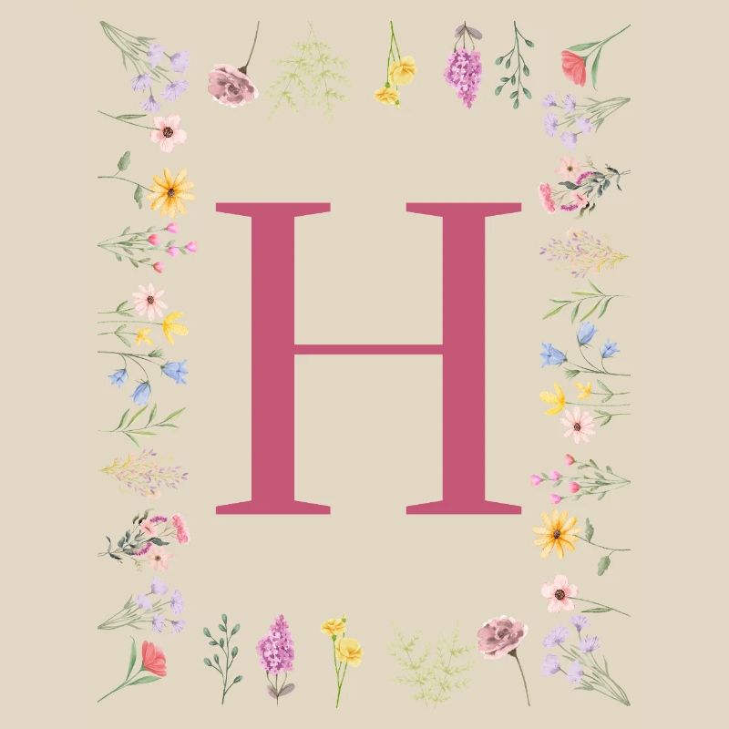 Florale Initialen "H", Buchstaben Monogramm