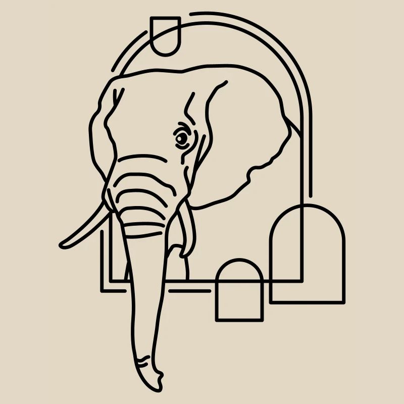 Éléphant en forme géométrique - Conception d’art au trait