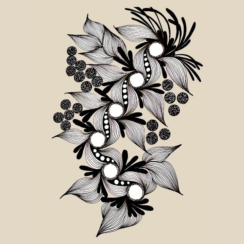Spirale de fleurs noires et blanches