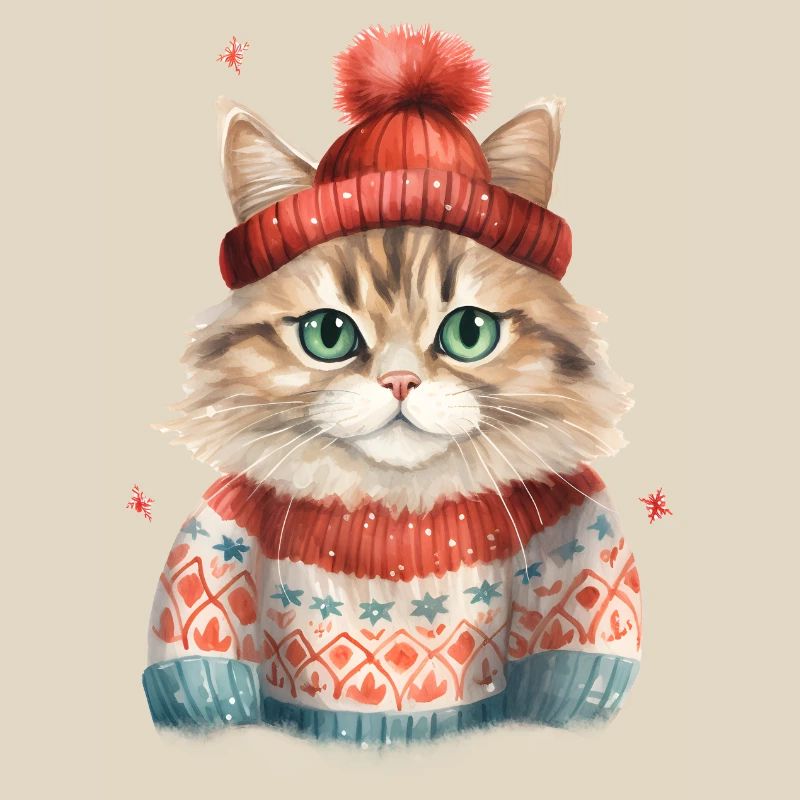 Winterkatze im Strickpullover