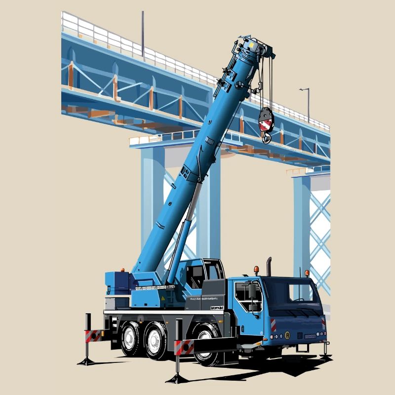 Mobile crane assembles bridge sections