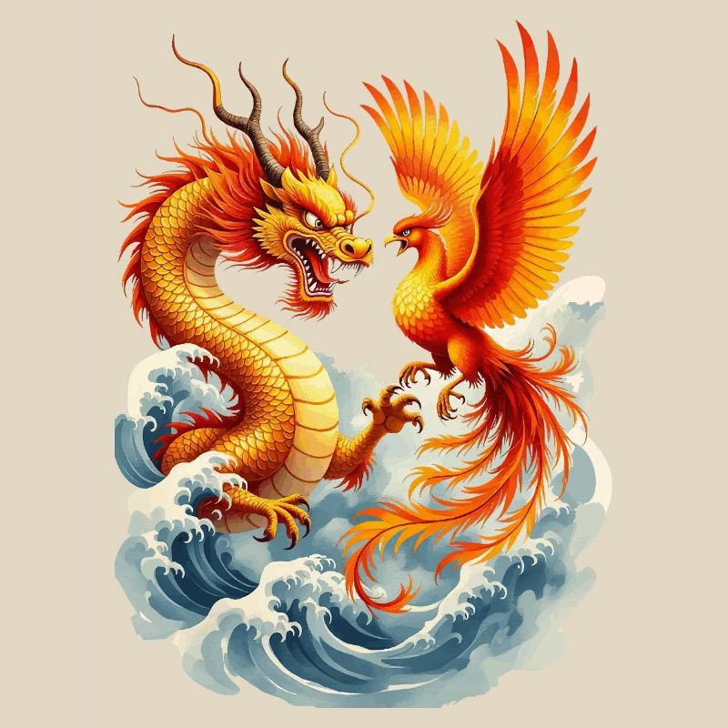 Dragon and Phoenix vector
