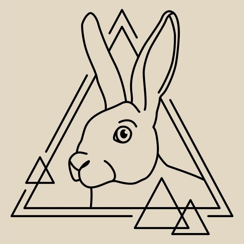 Lapin en forme géométrique - conception d’art au trait