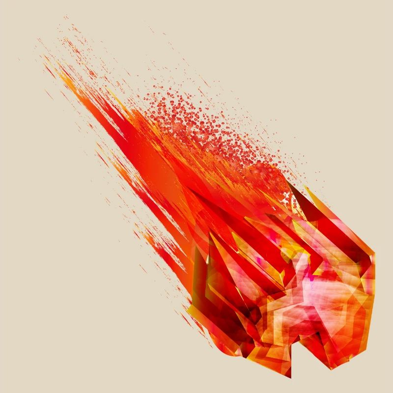 Astéroïde lumineux avec queue de feu - Conception de puissance