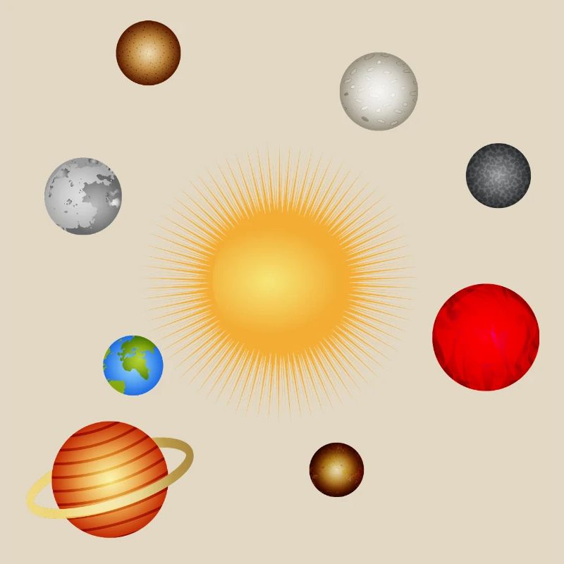Luminous planetary system with sun and planets