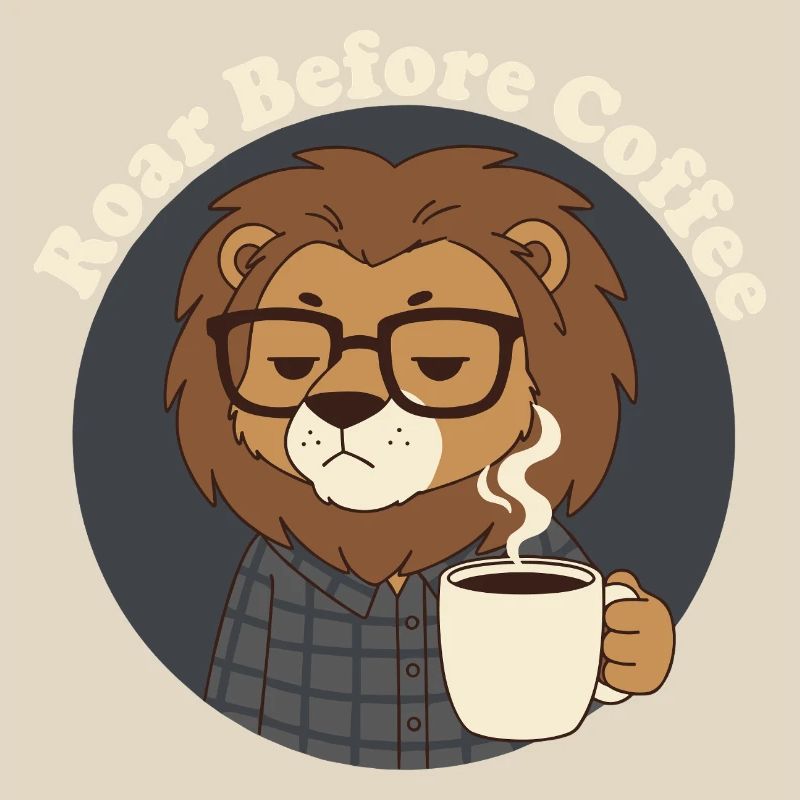 Not Before Coffee Löwe mit Kaffee