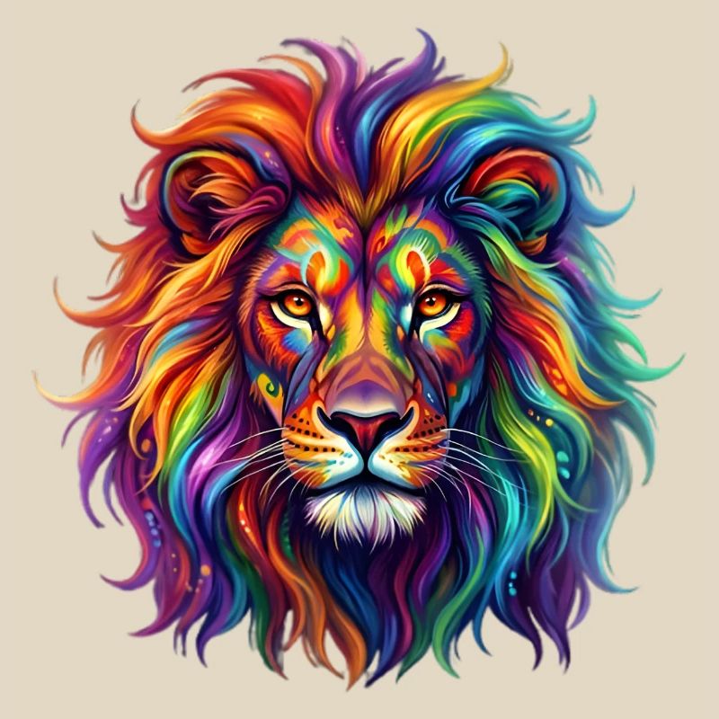 Regenbogenlöwe / Löwe in Regenbogenfarben