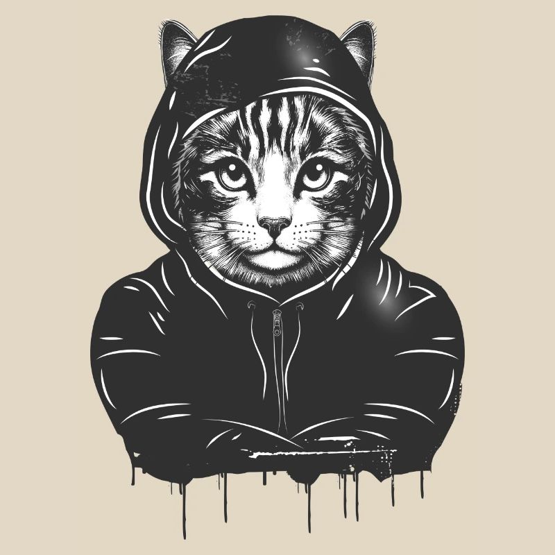 Tête de chat avec capuche à capuche dans le style Graffiti
